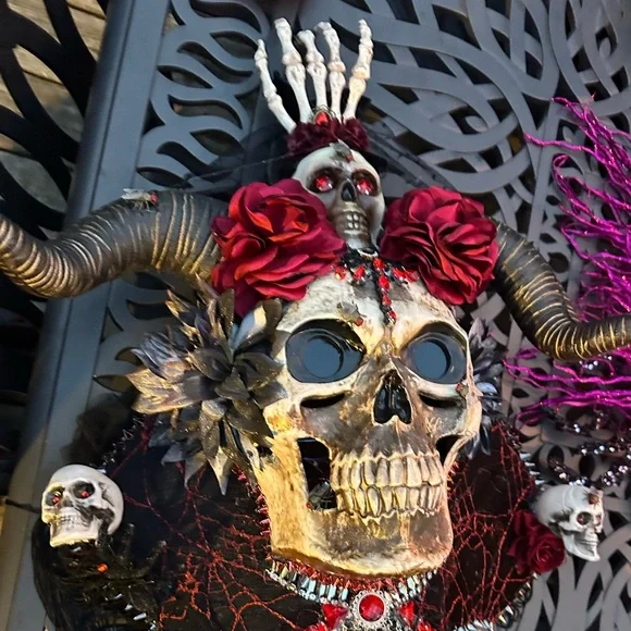 Led light up Rhinestone Fringe Skull Day of the Dead Festival Headdress m_68fe603e2fa054893f8652c6.jpg main image 2